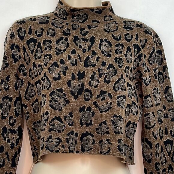 Baja East Animal Print Cropped Sweater size 2 EUC - Picture 7 of 16